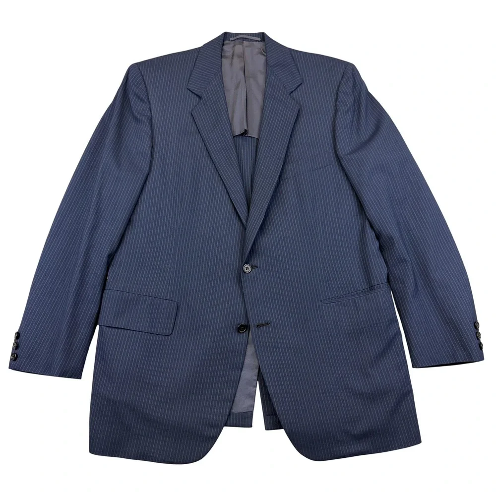 Hickey‎ Freeman Blazer Mens 44 Regular Blue Pinstripe Two Button Suit Jacket